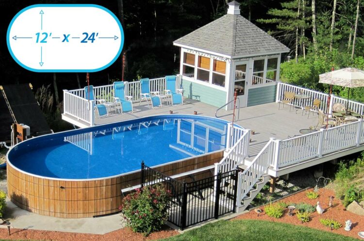 photo of a 12 by 24 foot oval above ground pool
