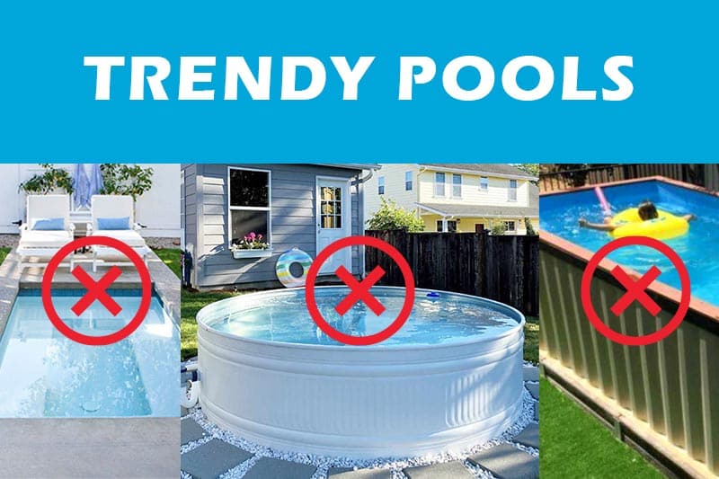 photo of three types of trendy types of pools